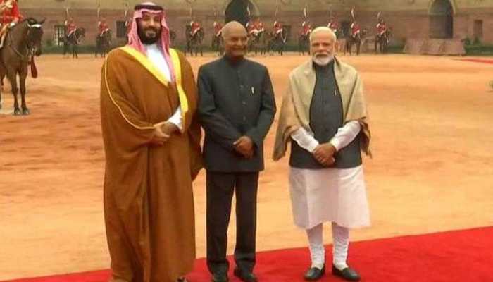 Saudi Arabia&#039;s Crown Prince Mohammed bin Salman receives ceremonial welcome, set to hold talks with PM Narendra Modi