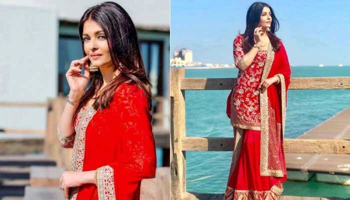 Aishwarya Rai Bachchan looks as gorgeous as a new bride in radiating red Manish Malhotra creation—See pics