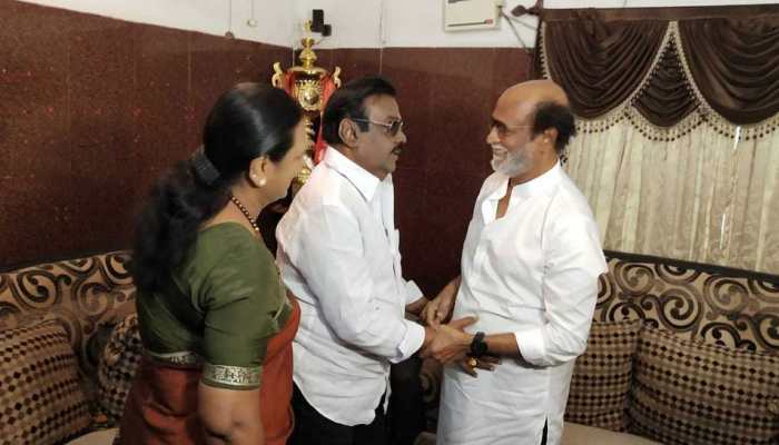 Not an iota of politics in it, says Rajinikant after meeting DMDK leader Vijayakanth Not an iota of politics in it, says Rajinikant after meeting DMDK leader Vijayakanth