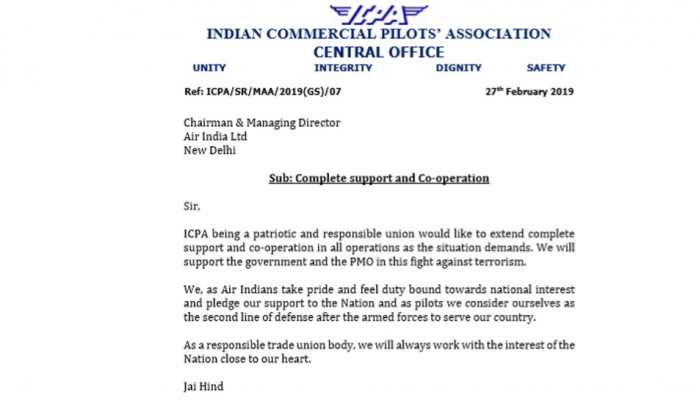 Pilots association support Government in 'fight against terrorism'