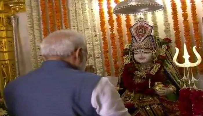 PM Narendra Modi offers prayers at Shree Annapurna Dham in Gandhinagar