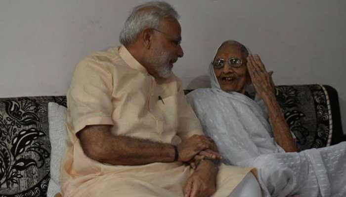 PM Modi meets his mother during his 2-day Gujarat visit