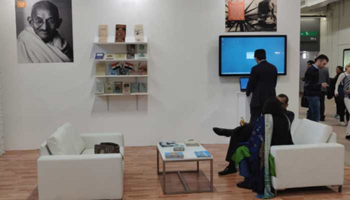 Mahatma Gandhi's works on display at Indian Pavilion in London Book Fair Mahatma Gandhi's works on display at Indian Pavilion in London Book Fair