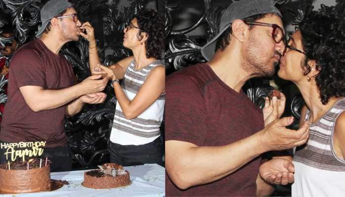 Aamir Khan and wife Kiran Rao seal birthday celebrations with a kiss!