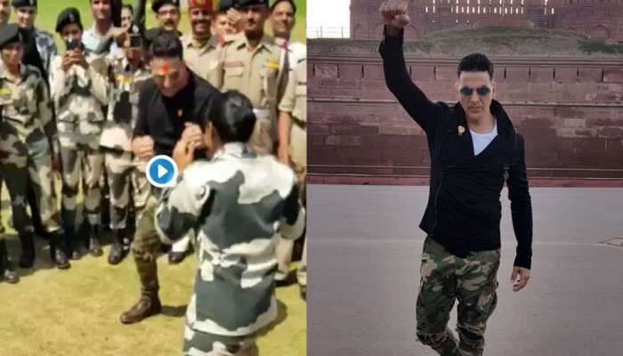 Akshay Kumar tests his kickboxing skills with BSF Jawans—Watch