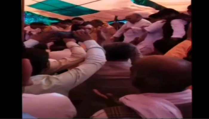 Caught on camera: Stage collapses at a BJP event in Uttar Pradesh&#039;s Sambhal, party leaders injured