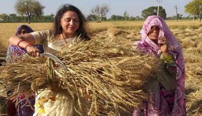 Hema Malini starts her Lok Sabha election campaign with sickle in hand