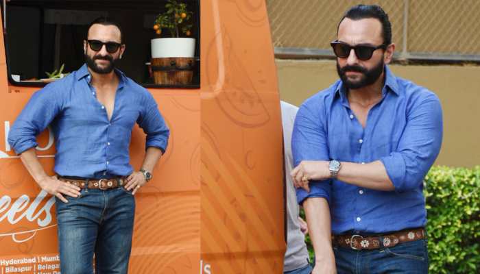 Saif Ali Khan dons a new hairstyle, looks dapper in blue—See pics