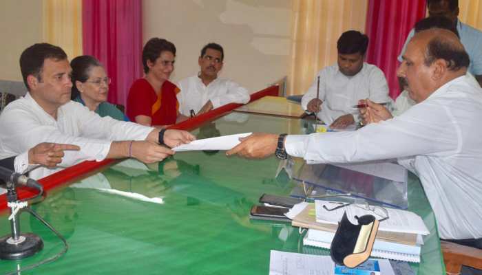 Rahul Gandhi, accompanied by Sonia, Priyanka and Robert Vadra, files nomination from Amethi