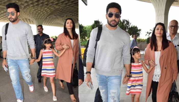 Abhishek Bachchan, Aishwarya Rai and Aaradhya spotted at airport—See pics