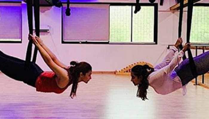 This picture of Alia Bhatt practising aerial yoga with Akansha Ranjan Kapoor will blow your mind!