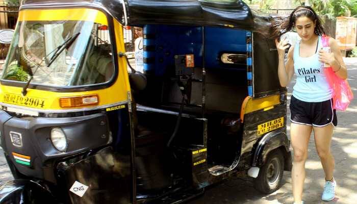 Sara Ali Khan ditches her car, takes an auto-rickshaw ride in Juhu—See pics