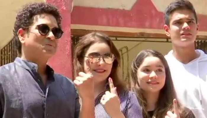 Sachin Tendulkar&#039;s children Sara and Arjun cast their votes for the first time