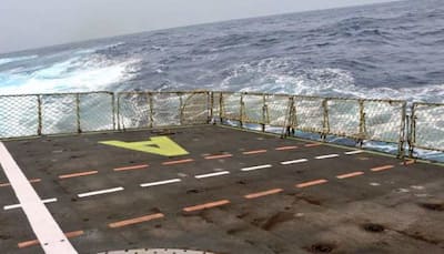 Indian Navy warship rolls in Bay of Bengal as Cyclone Fani rushes towards Odisha