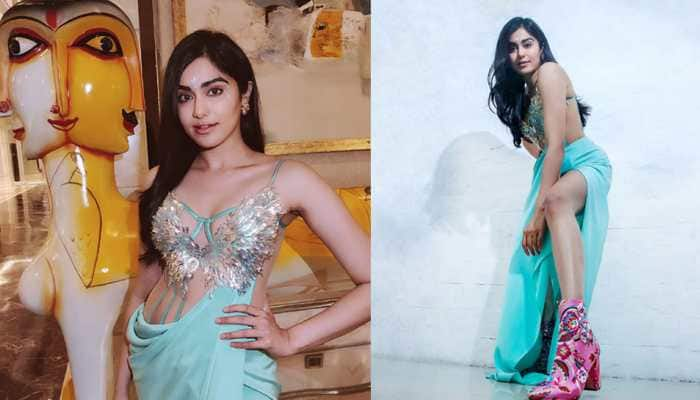 Adah Sharma&#039;s shimmering blue gown with a thigh-high slit calls for attention - See pics