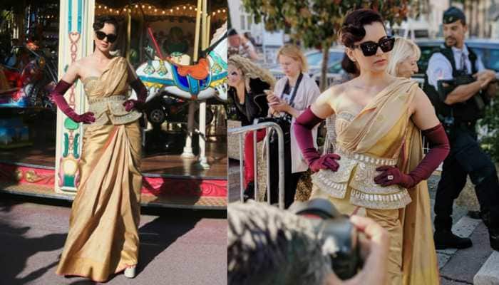 Kangana Ranaut slays her Cannes Film Festival look in a gold saree —Pics
