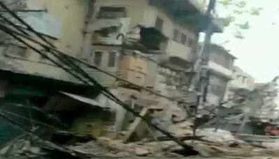 Watch: Three-storey building in north Delhi's Sadar Bazaar collapses