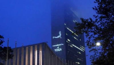 Yoga postures light up UN Headquarters as International Yoga Day celebrations begin