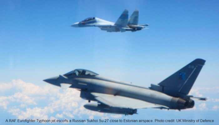 Russian Sukhoi Su-27 fighters, military transport planes intercepted twice in 24 hours by UK RAF Eurofighter Typhoons near Estonia