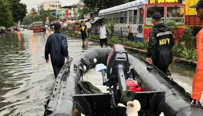 Indian Navy joins relief operations in waterlogged streets of Mumbai