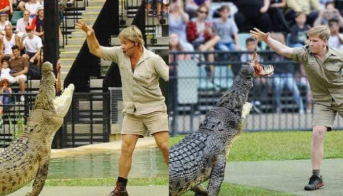 Steve Irwin&#039;s teenage son Robert feeds same crocodile &#039;Murray&#039; at same zoo after 15 years