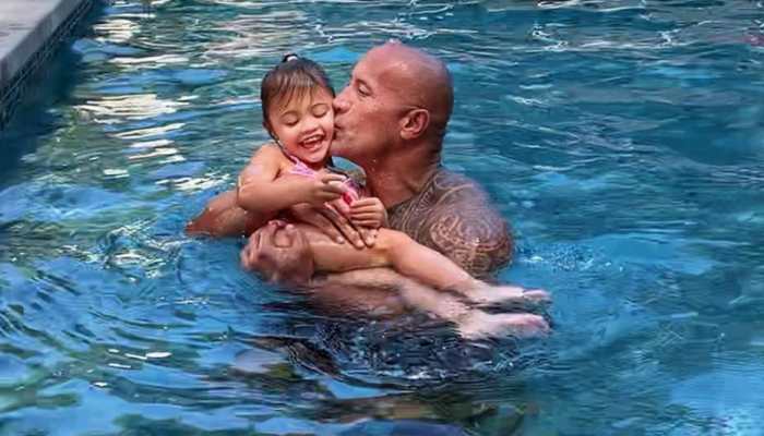 Dwayne Johnsons&#039; daughter enjoys turning him into &#039;great white shark&#039;