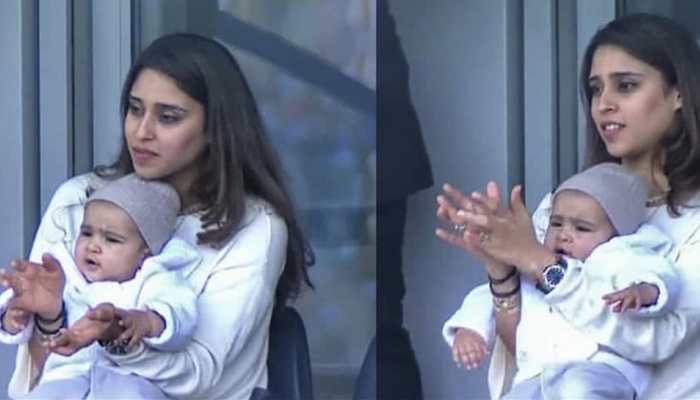 Rohit Sharma shares wife Ritika's photo with daughter Samaira cheering for him from the stands