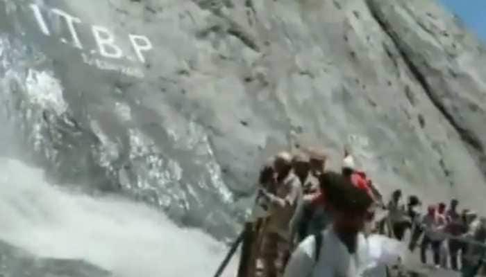 Amarnath Yatra: ITBP personnel form human chain to protect pilgrims from hurling stones