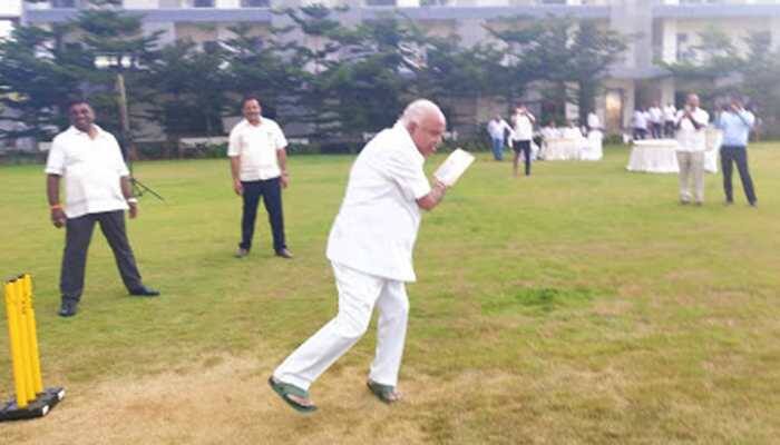 BS Yeddyurappa plays cricket with BJP MLAs at Bengaluru resort