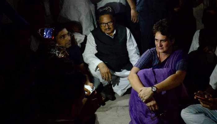Priyanka Gandhi sits on 'dharna' after detention in UP, vows to meet victims of Sonebhadra massacre