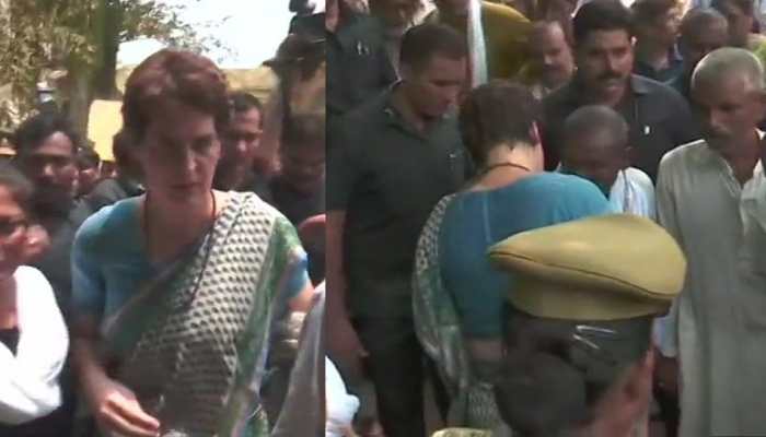 Family members of Sonbhadra massacre victims meet Priyanka Gandhi Vadra in UP&#039;s Chunar