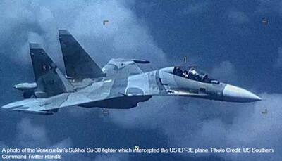 Venezuelan Air Force Sukhoi Su-30 fighter intercepts US EP-3E signals reconnaissance aircraft