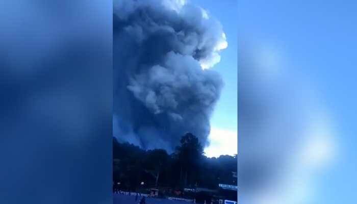 Volcano erupts from Indonesia's Mount Tangkuban Parahu