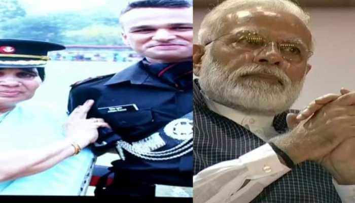 Kargil Vijay Diwas: PM Modi gets emotional on seeing war martyr&#039;s wife and Army officer son, who joined father&#039;s battalion