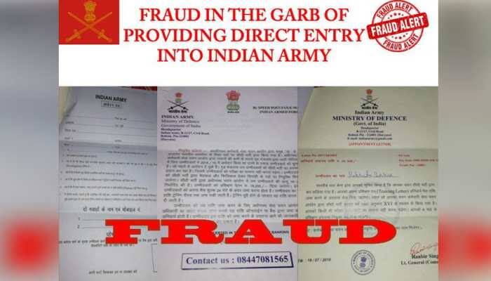 Indian Army warns against fraudsters using fake letters claiming to provide direct entry as officers, jawans