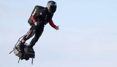 French 'Flying Man' Franky Zapata crosses English Channel on jet-powered hoverboard