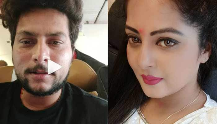 Kuldeep Yadav&#039;s birthday wish for Bhojpuri actress Anjana Singh in unmissable—Watch