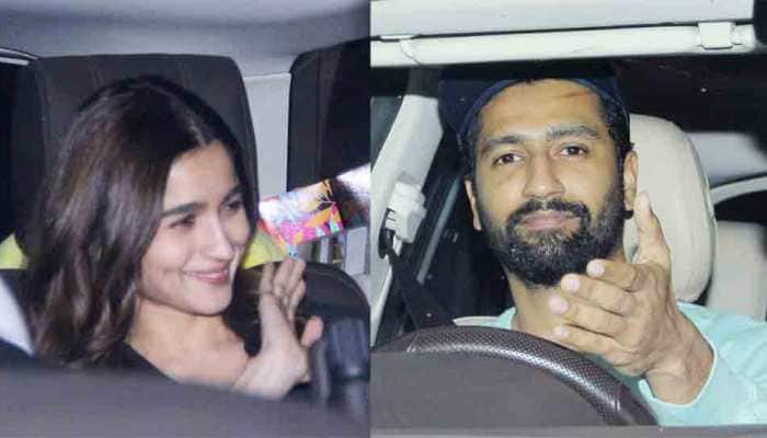 Takht actors Alia Bhatt, Vicky Kaushal spotted outside Karan Johar&#039;s office