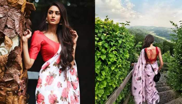 Erica Fernandes aka Prerna of &#039;Kasautii Zindagii Kay 2&#039; sizzles in a floral saree—Photos