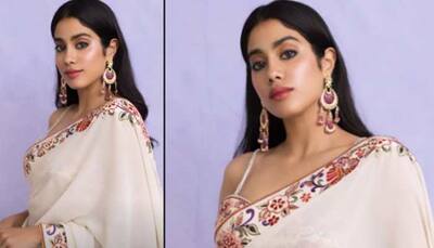 Janhvi Kapoor looks ethereal in an off-white saree—Pics