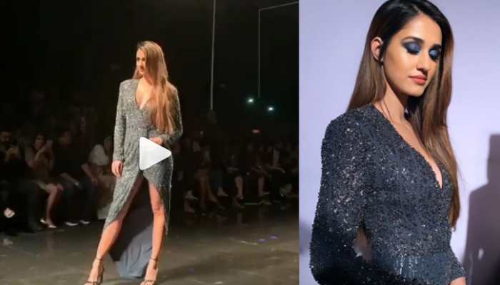 Disha Patani walks the ramp in a thigh-high slit dress —Watch