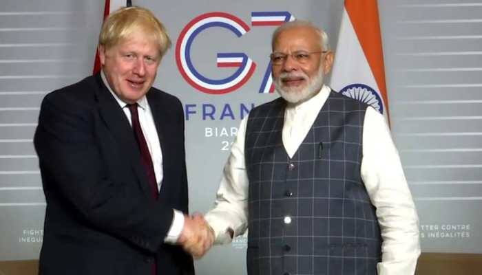 PM Narendra Modi meets British counterpart Boris Johnson on sidelines of G7 summit in France