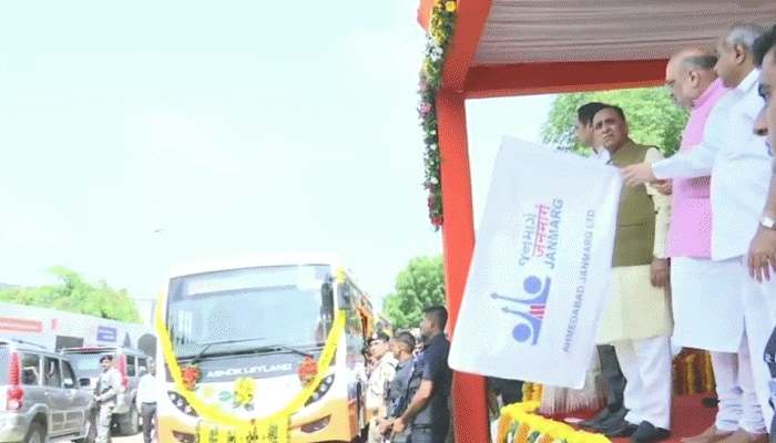 Home Minister Amit Shah flags off battery-operated eco-friendly buses in Ahmedabad; takes part in tree plantation drive