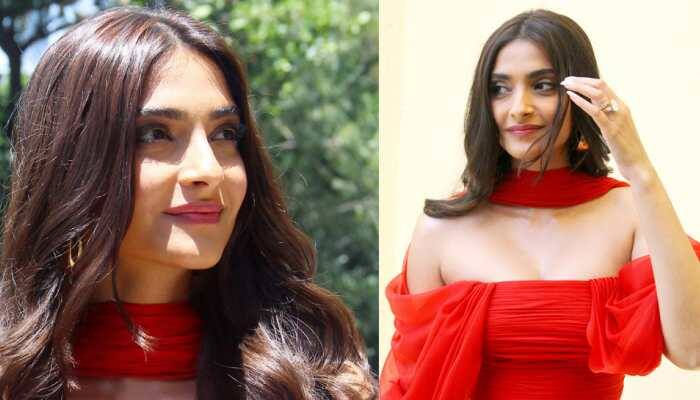 Sonam Kapoor stuns in a red outfit during 'The Zoya Factor' trailer launch—Pics