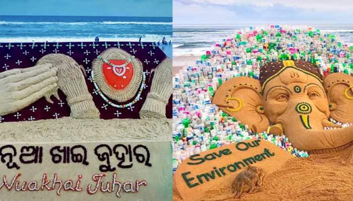 On Nuakhai Juhar and Ganesh Chaturthi, Sudarsan Pattnaik shares breathtaking sand art creations—Pics