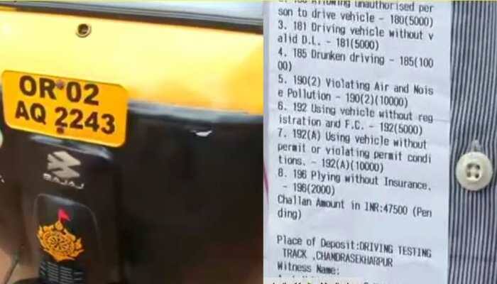 Bhubaneswar auto driver fined Rs 47,500 for drunk driving, violating various traffic rules