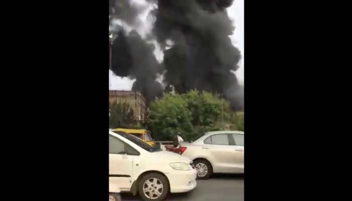 Massive fire breaks out at godown in Delhi's Punjabi Bagh, fire fighting operations on