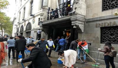 Solidarity vs anarchy: Indians in UK join hands to clean High Commission after Pak supporters' vandalism