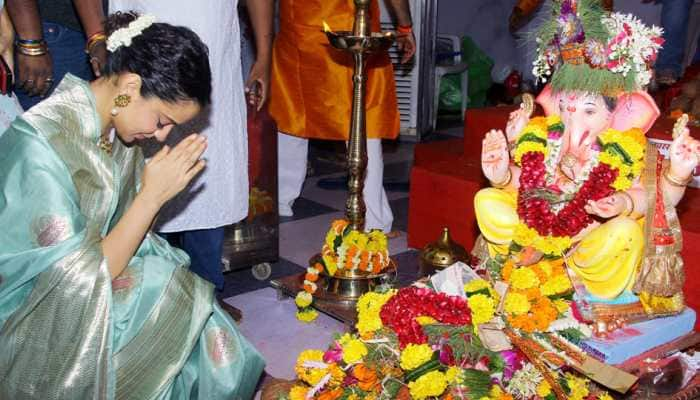 Kangana Ranaut visits Andhericha Raja for Ganpati darshan—Pics