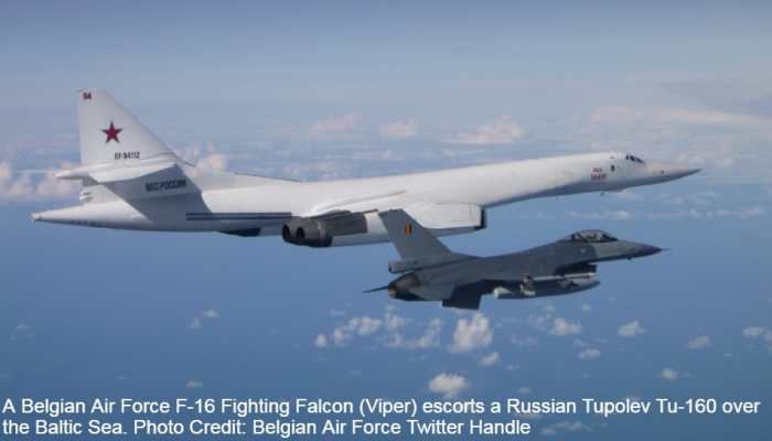 Russia's Sukhoi Su-27s, Tupolev Tu-160s intercepted by Belgian, Danish, Polish F-16s, Finnish F/A-18C Hornet, Swedish JAS 39 Gripen over Baltic Sea